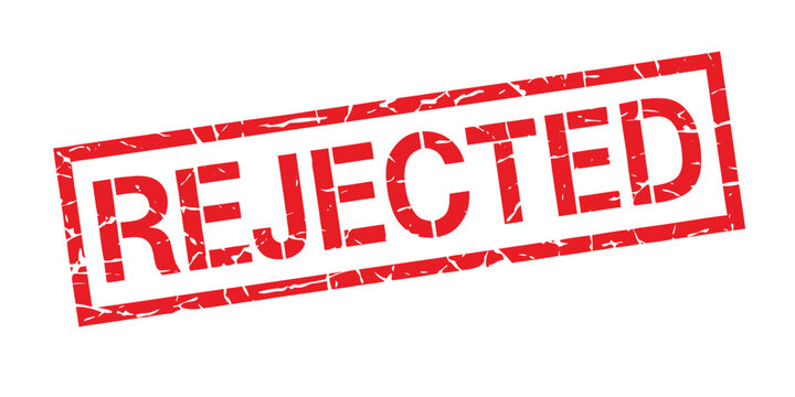 Rejected red stamp text isolated on white background for document approval process status update rubber sign design template used in business office paperwork admin