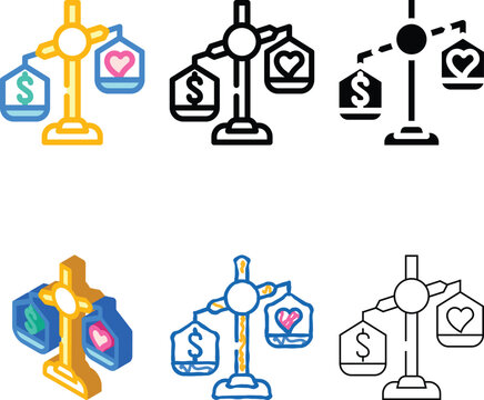 choosing between conscience and money color icon vector. choosing between conscience and money sign. simplified isolated symbol illustration