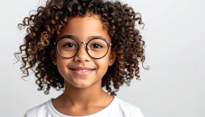 Fototapeta premium Kind mit lockigem Haar und Brille