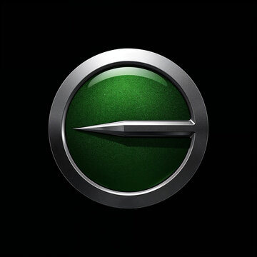 Metallic grey circular logo design green centre