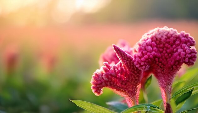 Close Up Cockscomb Flower And Blur Nature Background
