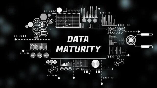  Digital data maturity Concept and Graphical Analytics Overlay. Asymptotic smart data analytic. 4k animation video 