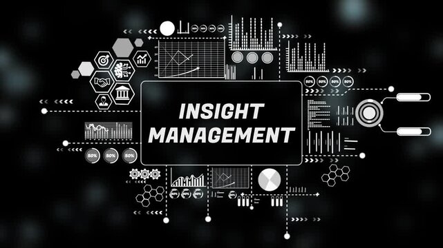  Digital insight management Concept and Graphical Analytics Overlay. Asymptotic smart data analytic. 4k animation video 