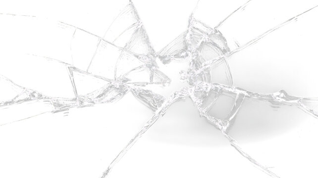 Bullet impact shattered glass with realistic fracture effect PNG
