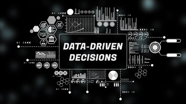  Digital data-driven decisions Concept and Graphical Analytics Overlay. Asymptotic smart data analytic. 4k animation video 