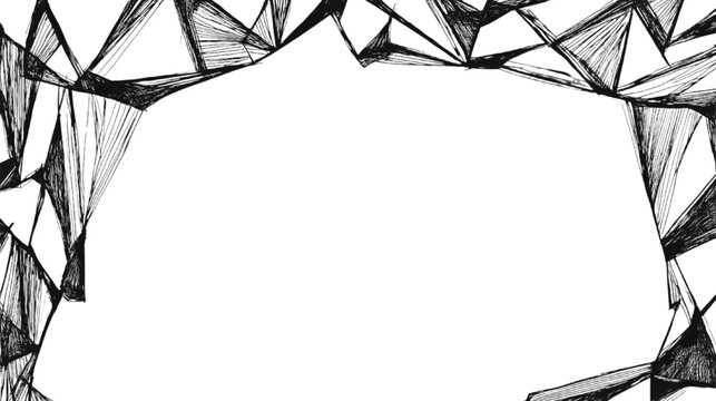 Polygon mesh border creates a sharp geometric frame with empty space for text in the center.