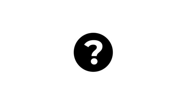 Question mark ball rolling animation video on a white background.