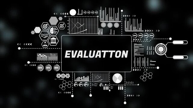 Digital evaluation Concept and Graphical Analytics Overlay. Asymptotic smart data analytic. 4k animation video 