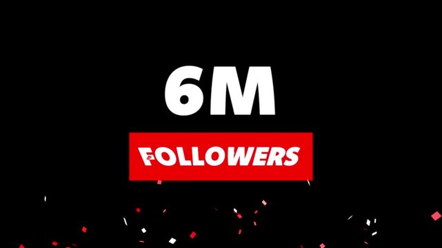 Thank you 6M followers. 6 Million followers realistic sign on the brick wall animation.