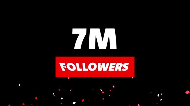 Thank you 7M followers. 7 Million followers realistic sign on the brick wall animation.
