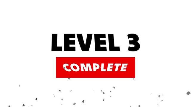 Glowing neon text Level 3 icon animation. Level three message.