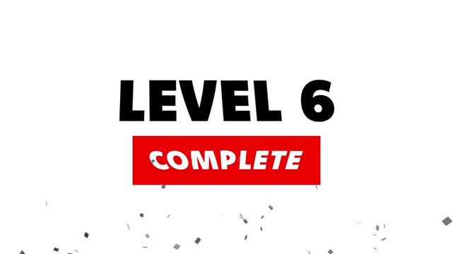 Glowing neon text Level 6 icon animation. Level three message.