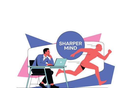 Conceptual illustration of sharp mind and mental performance with thinking