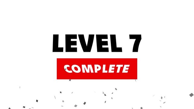 Glowing neon text Level 7 icon animation. Level three message.