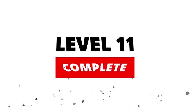 Glowing neon text Level 11 icon animation. Level three message.