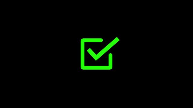 Check mark icon, positive symbol, tick mark icon on a black background.