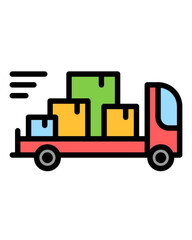 Naklejka premium Truck With Box