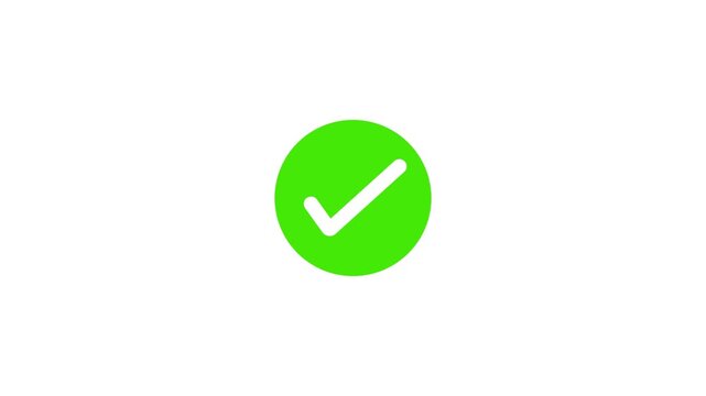 clean Animated reveal of a white checkmark icon in a green circle checkmark, check mark, tick, tick mark, approved.