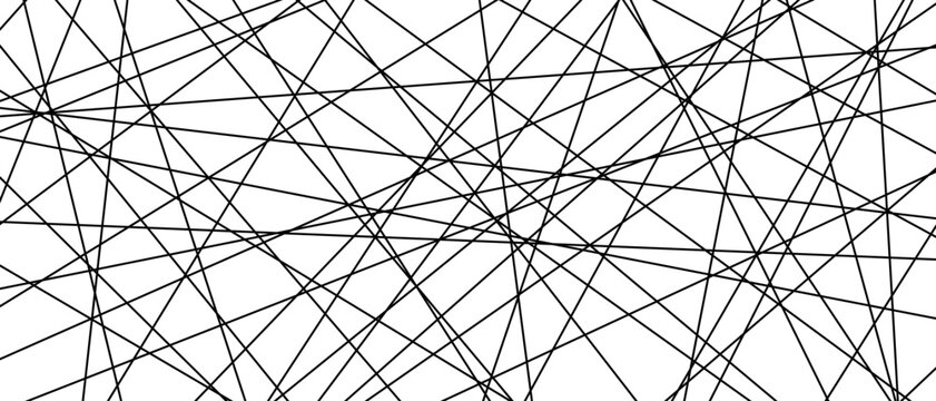 Straight random chaotic geometric lines form striking abstract vector pattern with irregular angles chaotic arrangement create bold monochrome texture creative contemporary illustration background.