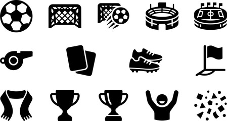 Football Atmosphere and Tournament Black Glyph Icon Set Collection  © Mediasegment