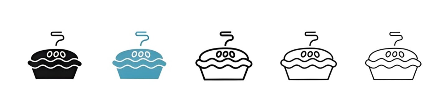 Pie line icon set. hot apple pie vector icon for UI designs. Thin line customizable illustration. Contour symbol. Vector isolated outline drawing. Editable stroke