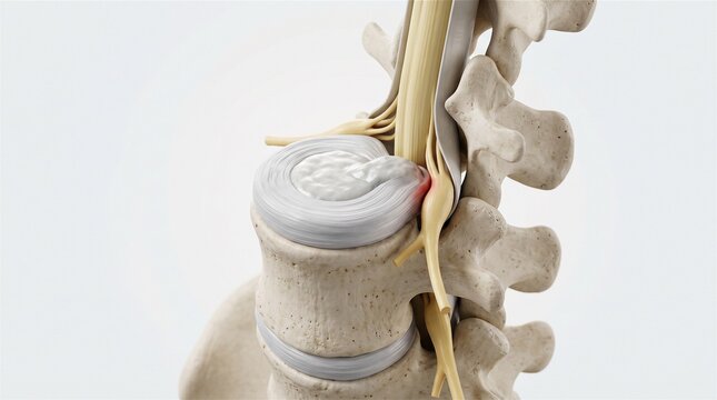 Herniated Spinal Disc Compressing Nerve Root Illustration