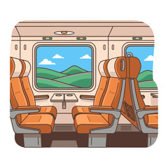 Naklejka premium Scenic Bus Interior Travel Comfort Journey Road Trip View Seating Interior