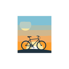 Fototapeta premium Silhouette bicycle riding during a vibrant orange sunset landscape peaceful outdoor cycling freedom travel horizon light