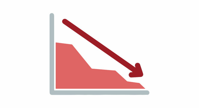 A simple graphic displaying a downward trend chart with a red arrow
