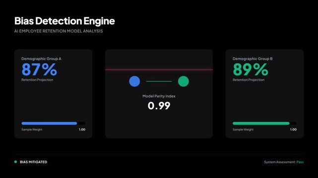 Data visualization of a bias detection software interface