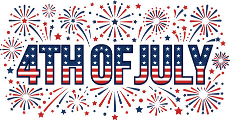 Obraz premium 4th of july fireworks background with american flag text and stars.