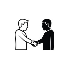 Fototapeta premium Two men shaking hands black and white handshake business agreement partnership