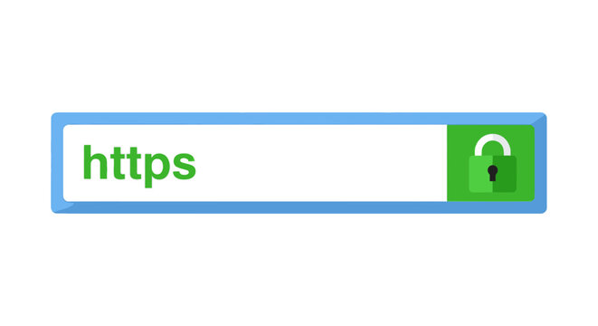 Secure HTTPS Web Browser Address Bar with Green Padlock Icon - Cyber Security and SSL Certificate Concept for Safe Internet Browsing