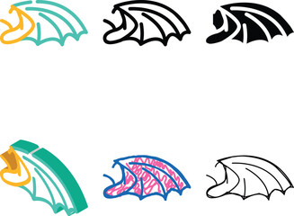 Naklejka premium dragon set wing color icon vector. dragon wing sign. isolated symbol illustration