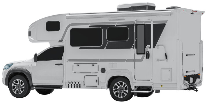 White caravan truck or motorhome