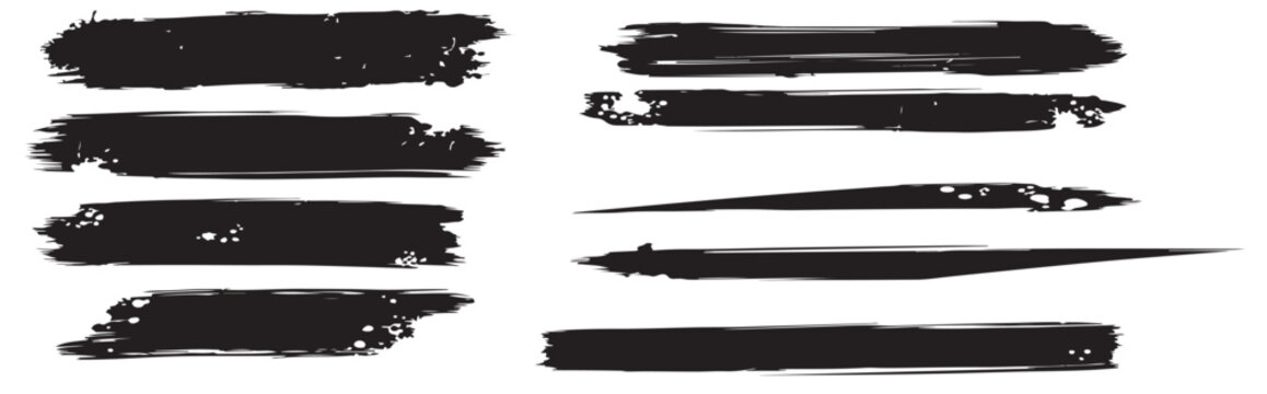 Black brush stroke textures and shapes