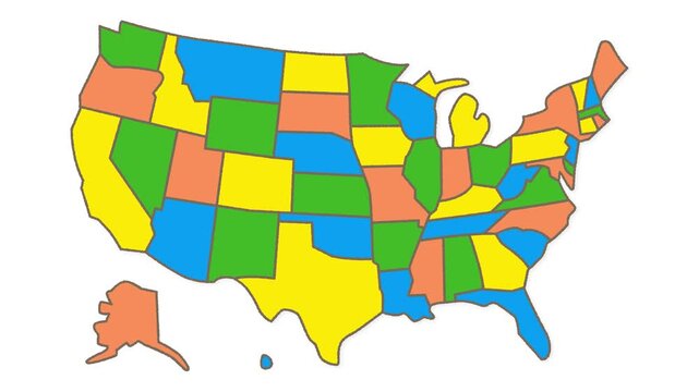 USA Map Animation with State Names