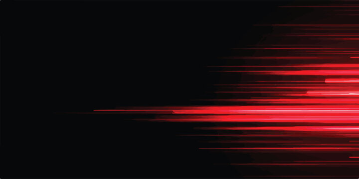 Horizontal red light speed streaks on black background with abstract horizontal background velocity technology futuristic perspective acceleration innovation performance transport intensity