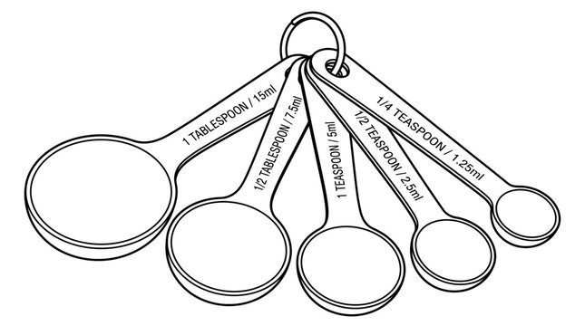 Set of measuring spoons for cooking.