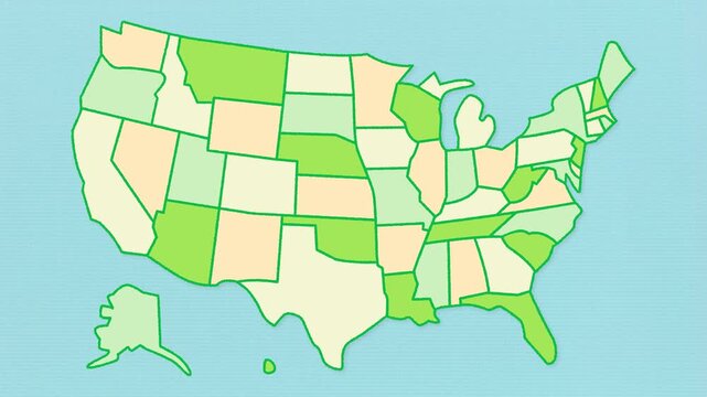 USA Map Animation on Paper Textured Background