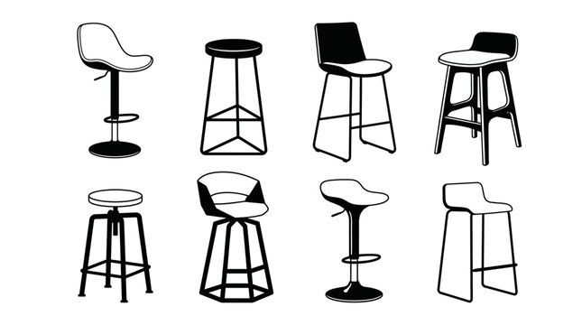 A collection of modern bar stools.