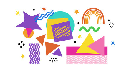 Obraz premium Vibrant abstract geometric vector illustration featuring colorful shapes and playful patterns for modern creative graphic design projects