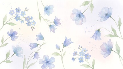 Fototapeta premium Delicate purple flowers on light green branches against soft background