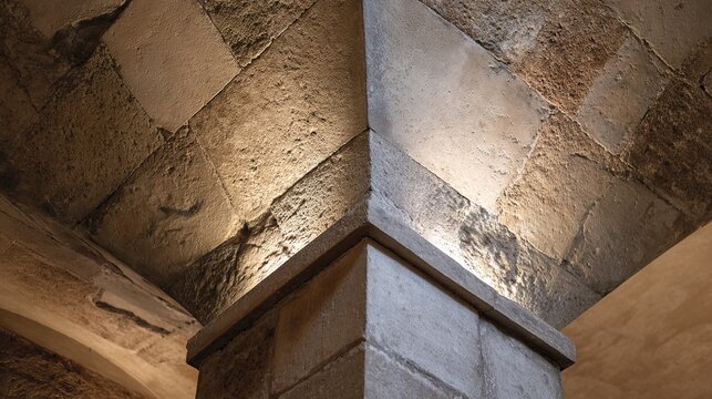 squinch. Architectural stone squinch supporting a historic dome, textured surface. real-estate listings, architecture portfolios, designed for interior renovation comparisons for interiors.