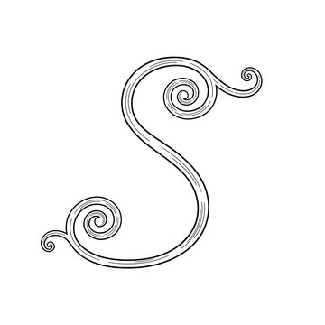 Elegant decorative letter s with swirl flourishes