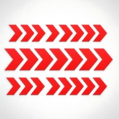 Fototapeta premium Set of red chevron arrows isolated on white background