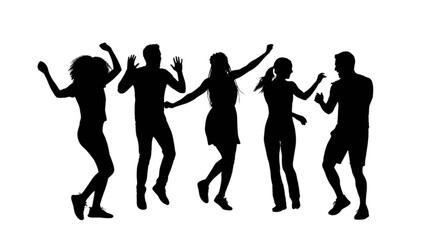 Fototapeta premium Silhouette people dancing together joyfully isolated on transparent background, Vector