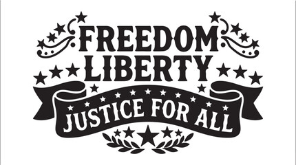 Inspirational freedom liberty and justice for all typography design with stars © Rumana 
