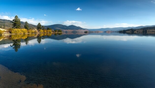 Reflections On The Calm Surface Of A Penticton Lake Peaceful Surface
