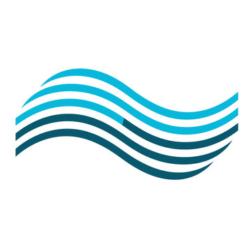 Swoosh multiple parallel thin blue wave lines frequency vector icon
